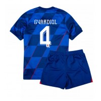 Maglia Calcio Croazia Josko Gvardiol #4 Seconda Divisa Bambino Europei 2024 Manica Corta (+ pantaloncini)